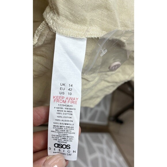 ASOS DESIGN pocket oversized beach shirt co-ord in double gauze in oatmeal 10 L - Picture 7 of 7